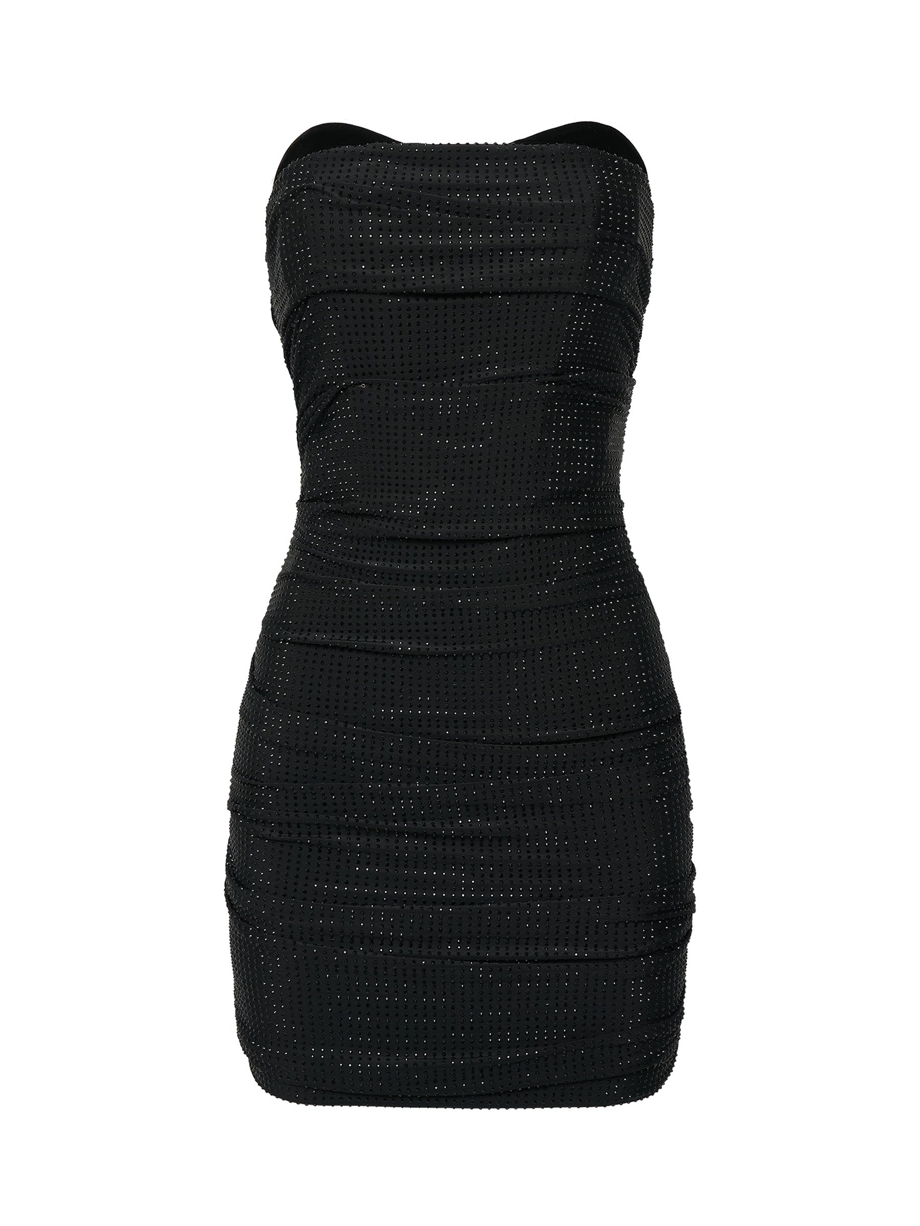 Black Crystal-Embellished Mini Dress