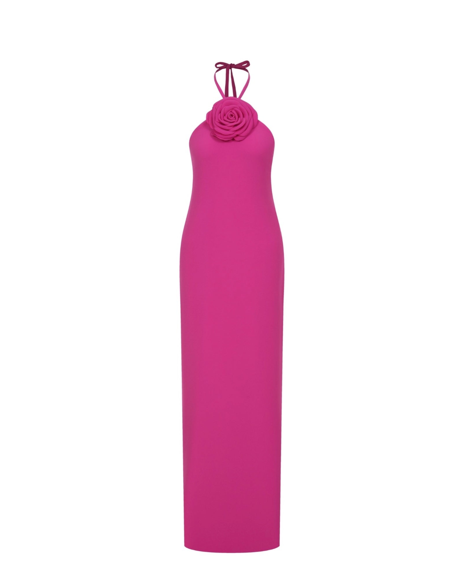 Fuchsia Maxi Dress with Rose Accent