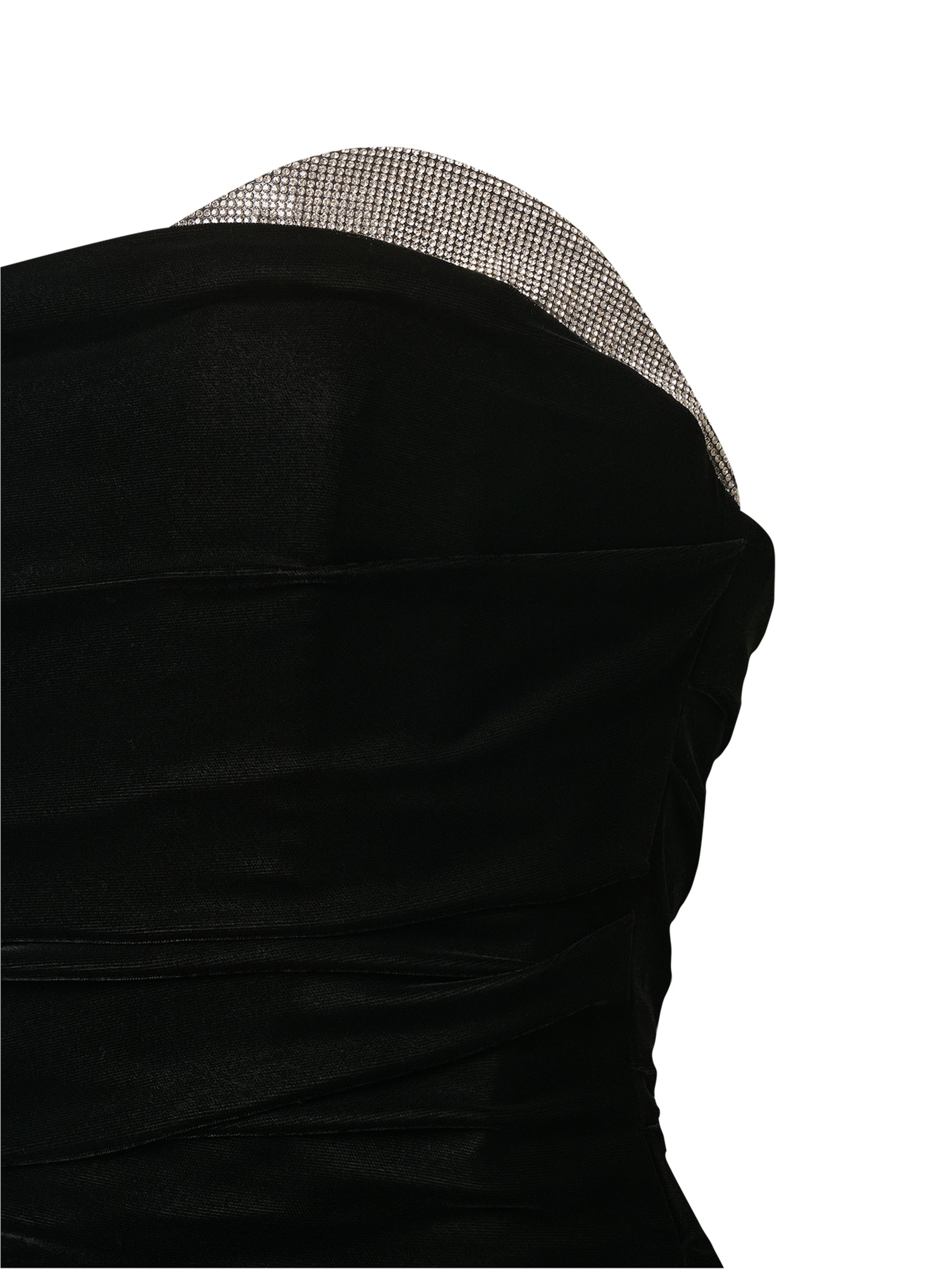 Off-Shoulder Ruched Mini Dress with Crystals