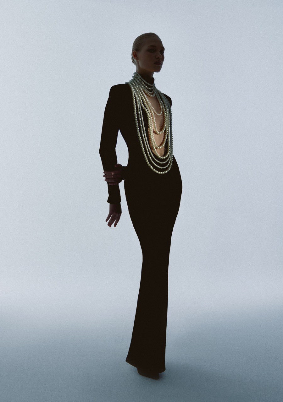 Gown with Pearl Detailing