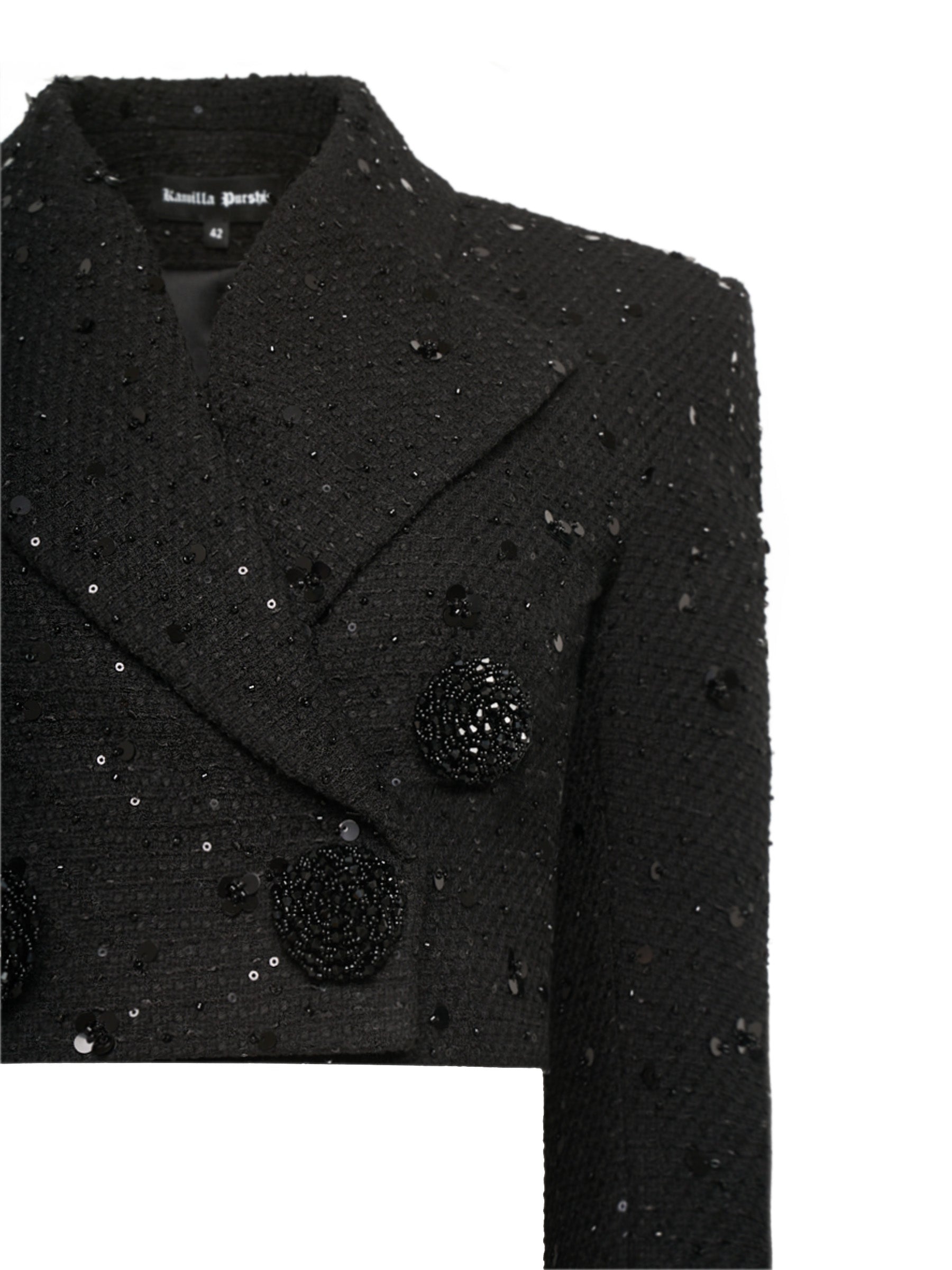 Black Tweed Sequin Suit