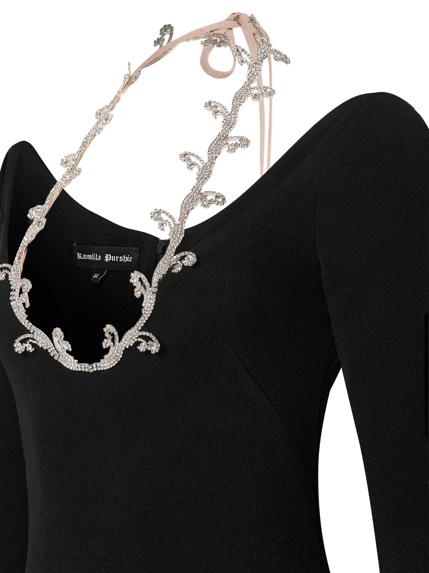 Black gown with crystal inlay