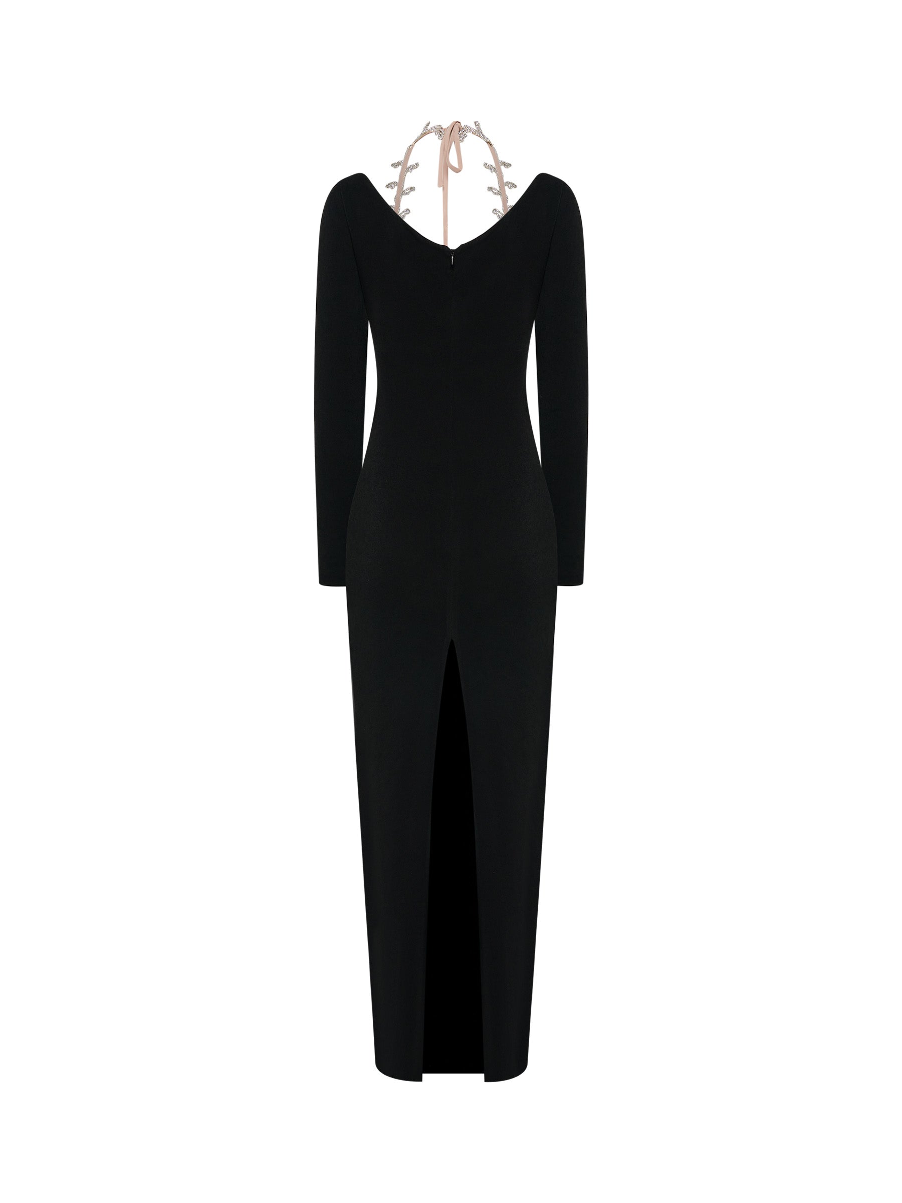 Black gown with crystal inlay