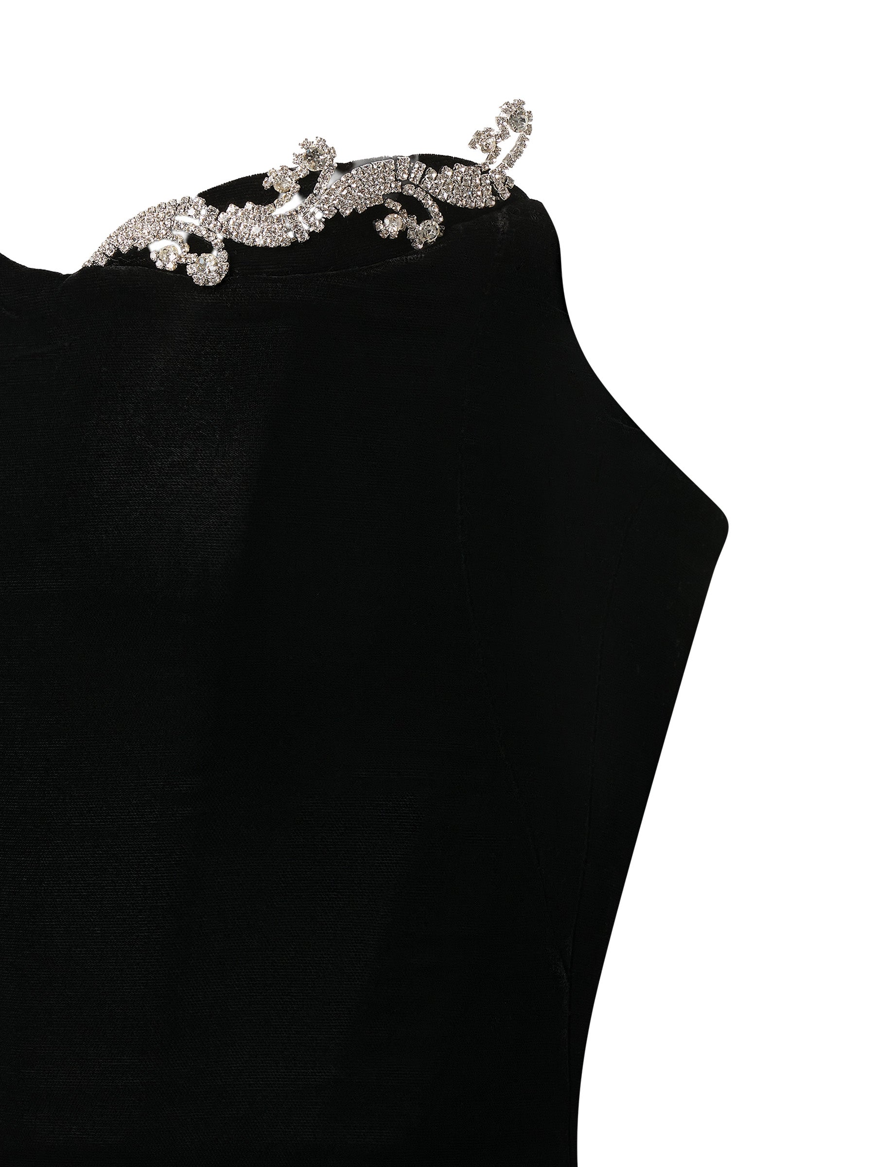 Black gown with crystal neckline
