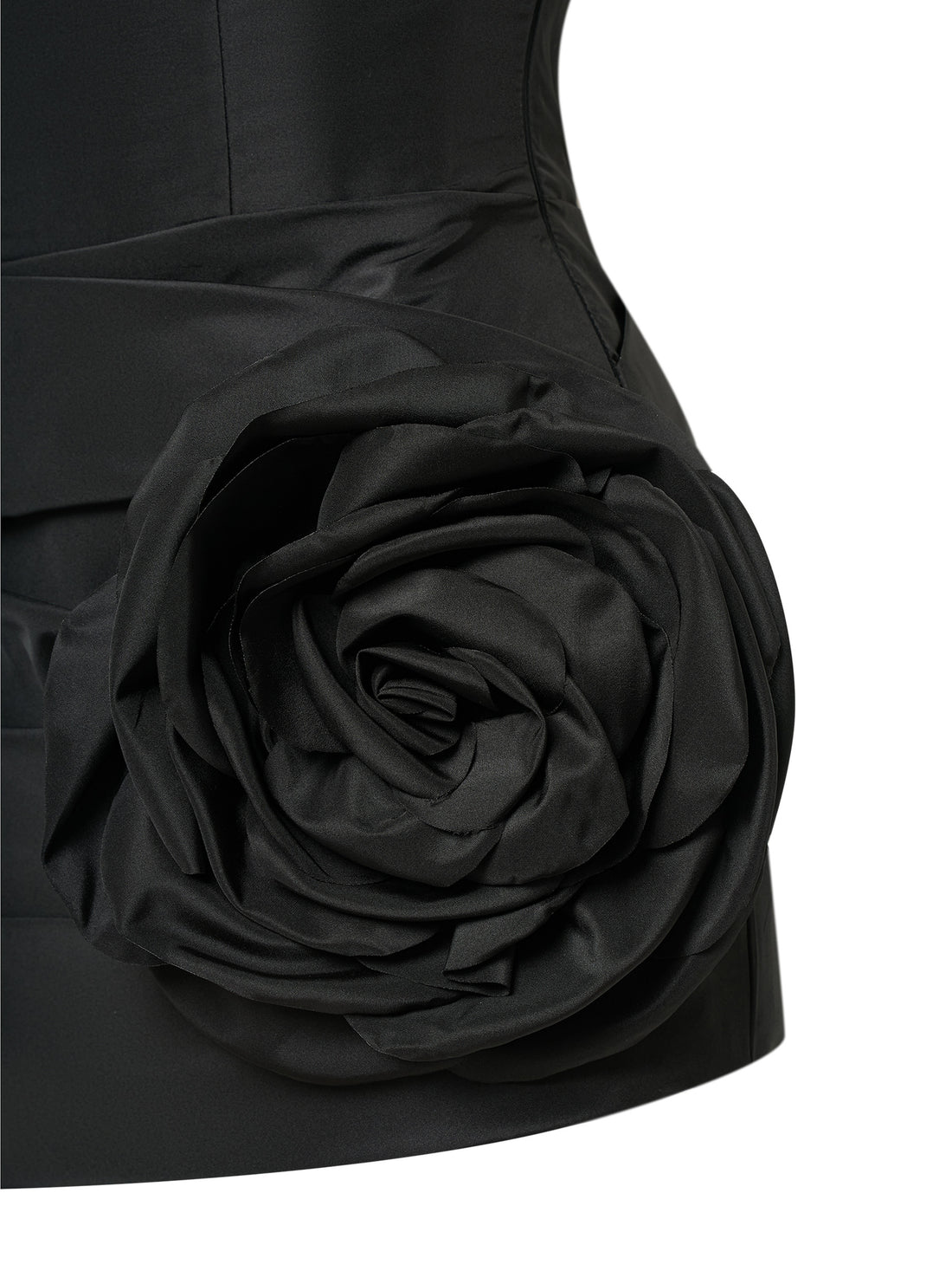 Black strapless mini with floral accent