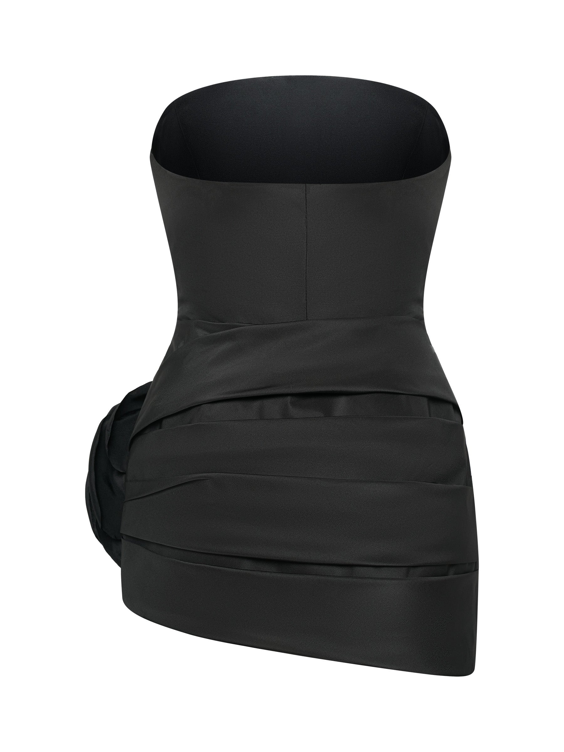 Black strapless mini with floral accent