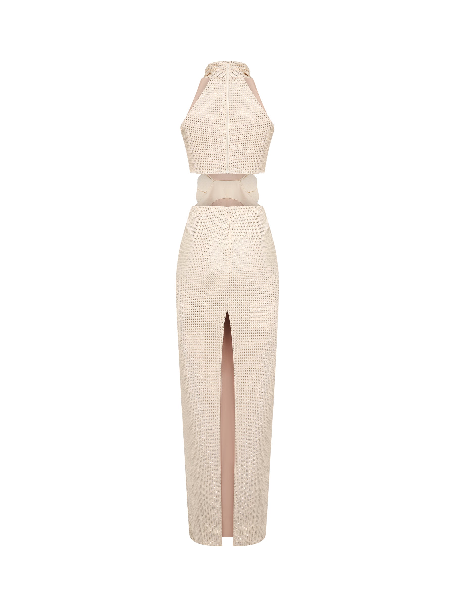 Ivory gown with floral waist detail