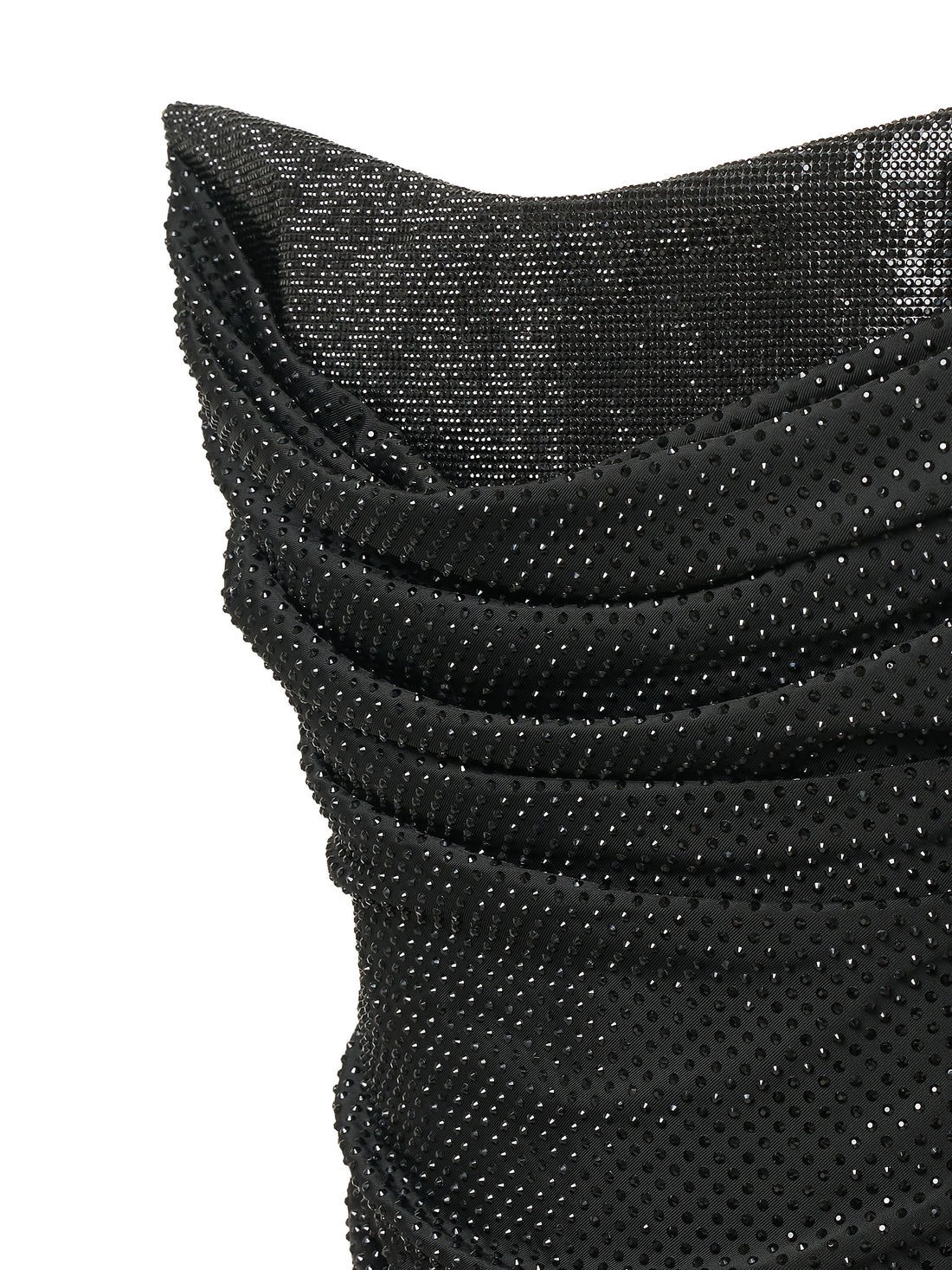 Black draped off-shoulder mini dress