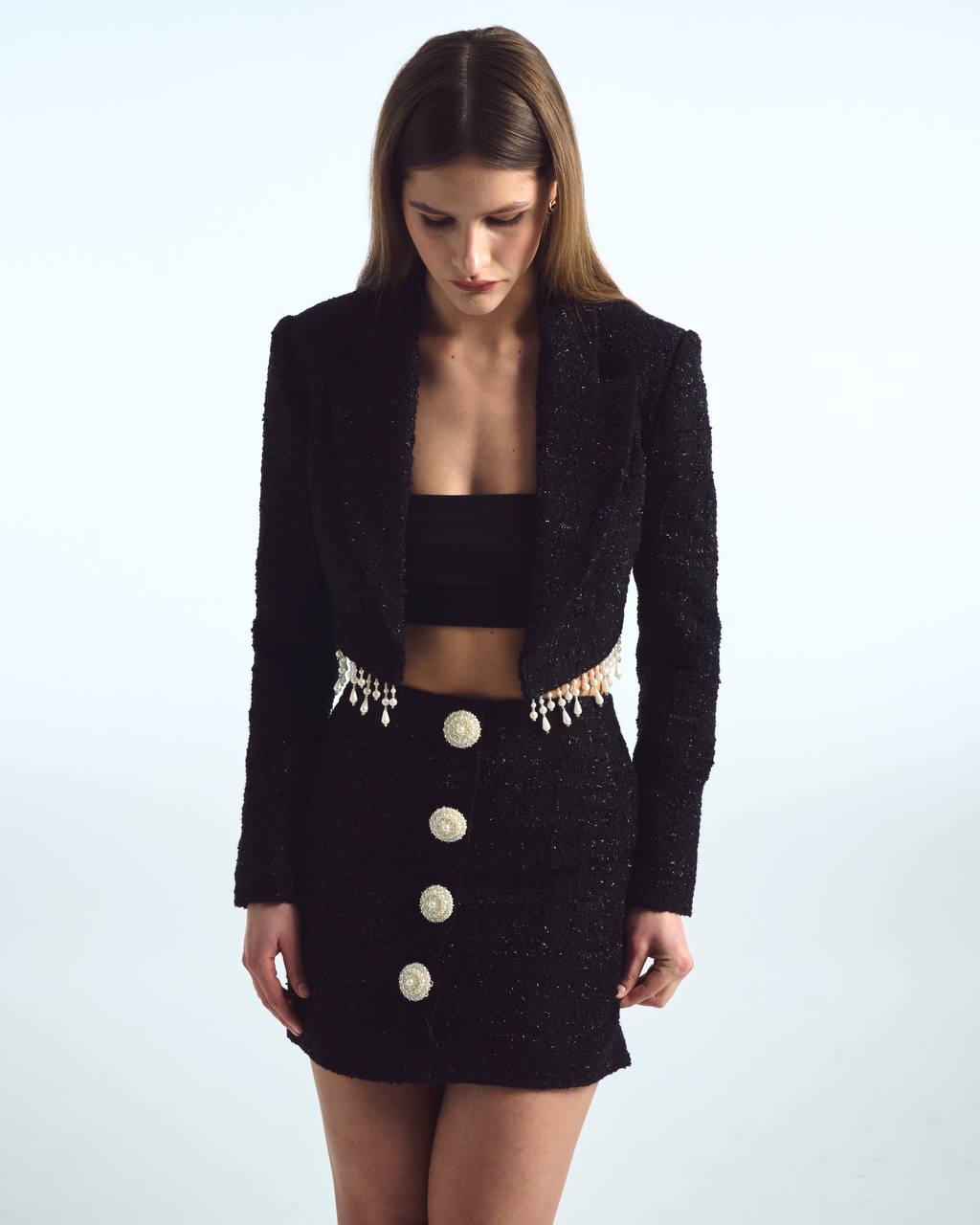 Noir chic blazer set