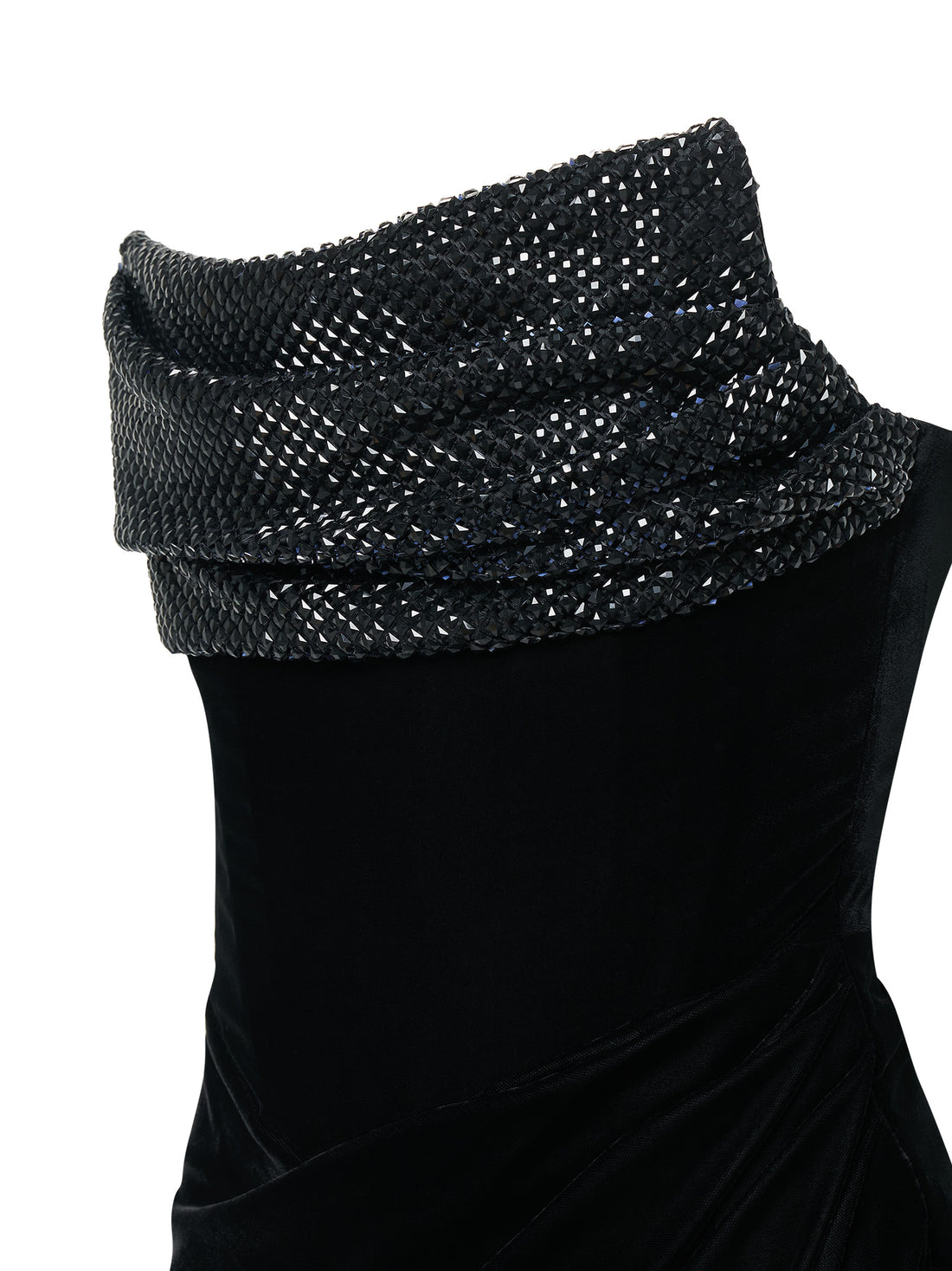 Black Off-Shoulder Gown with Sequin Bodice