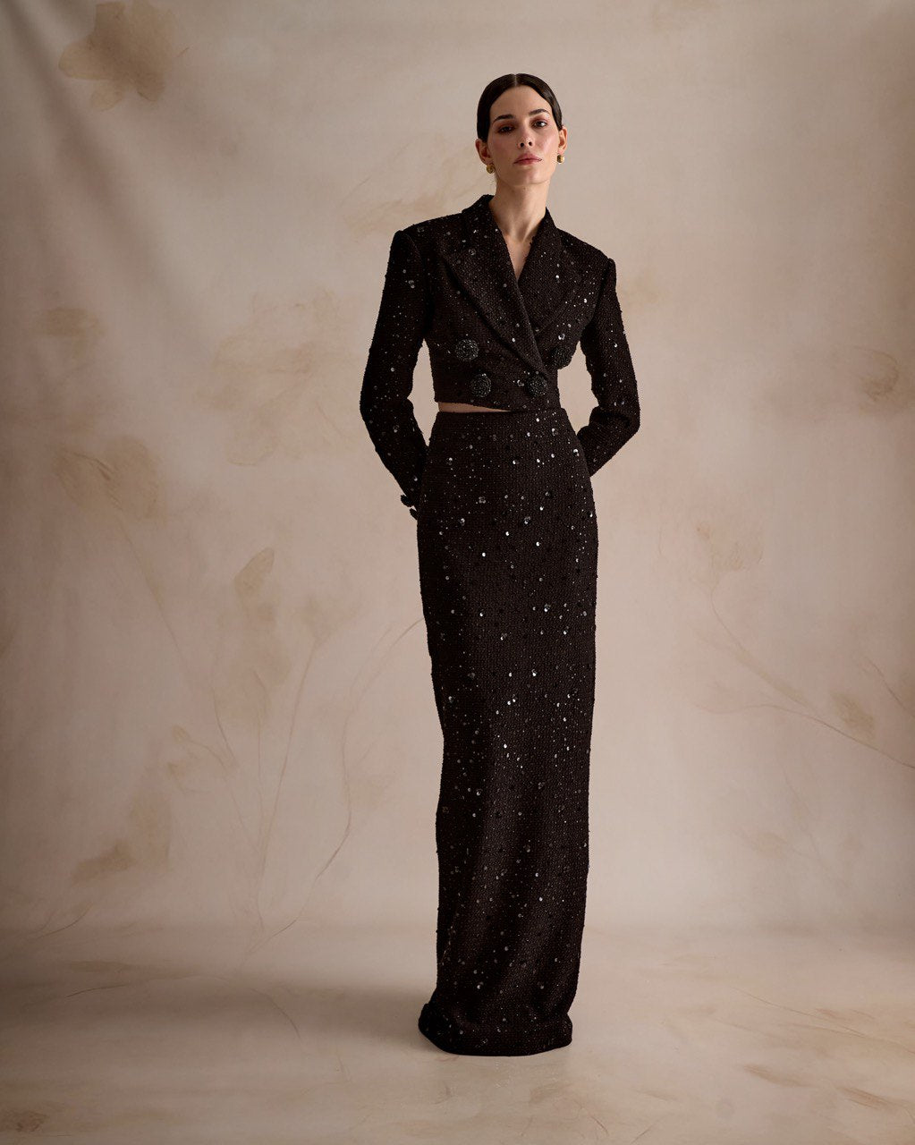 Black Tweed Sequin Suit