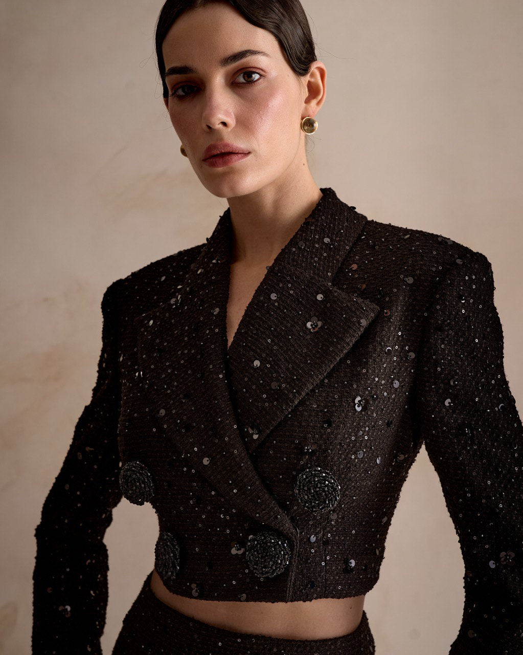 Black Tweed Sequin Suit