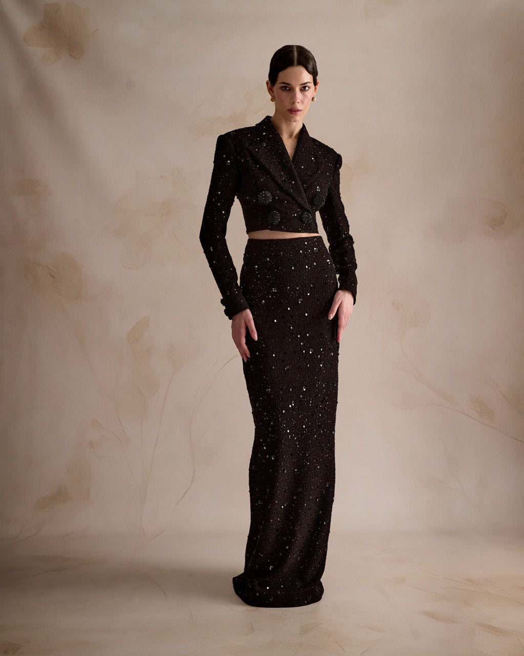 Black Tweed Sequin Suit