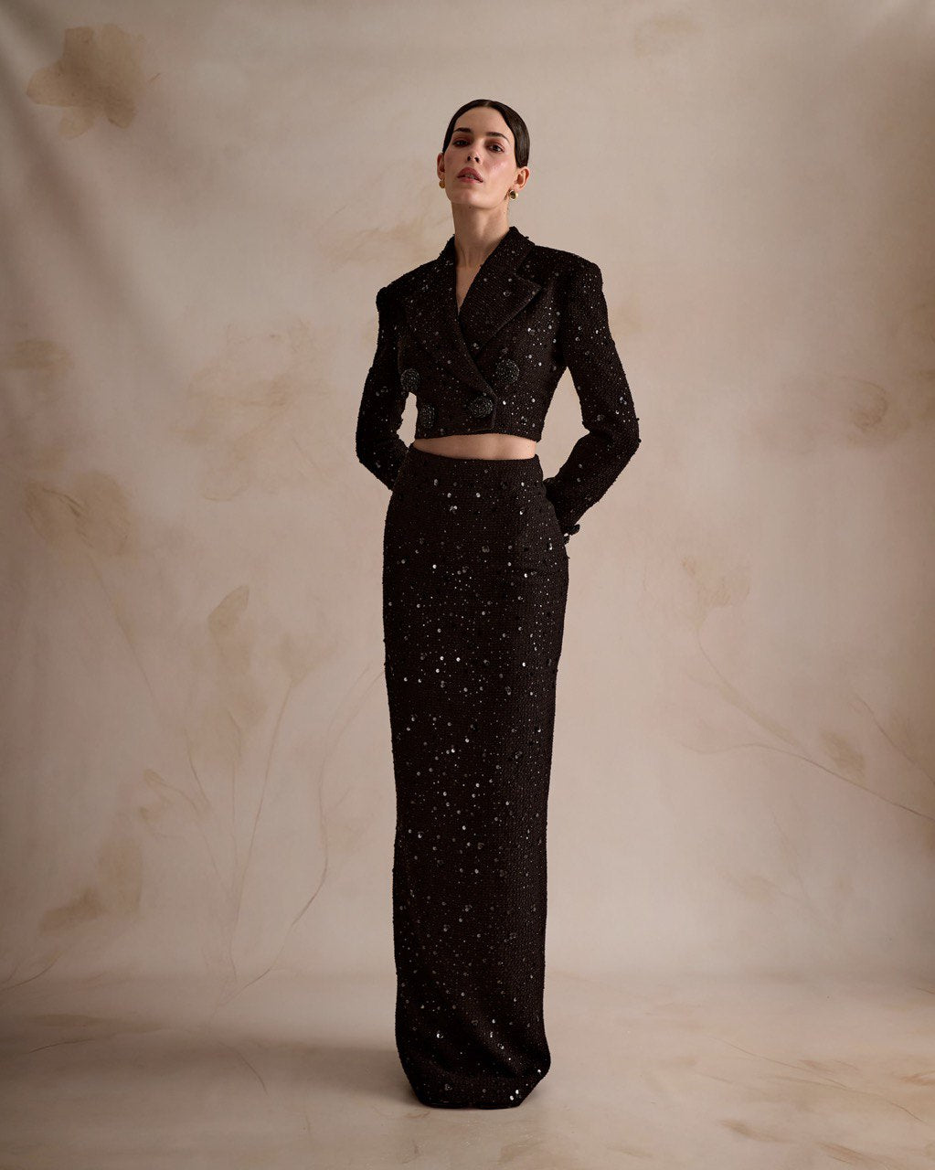Black Tweed Sequin Suit