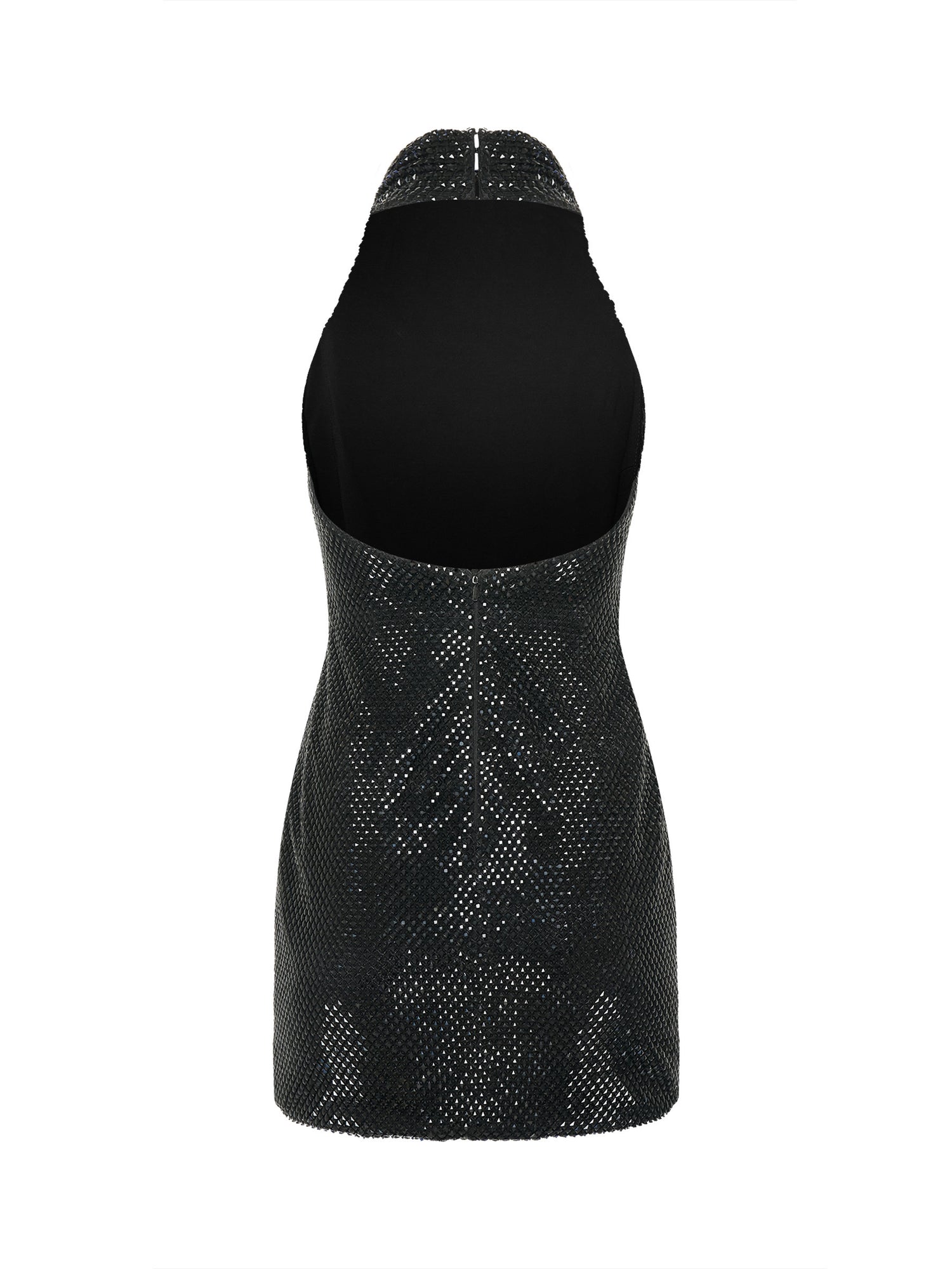 Black crystal-embellished mini dress