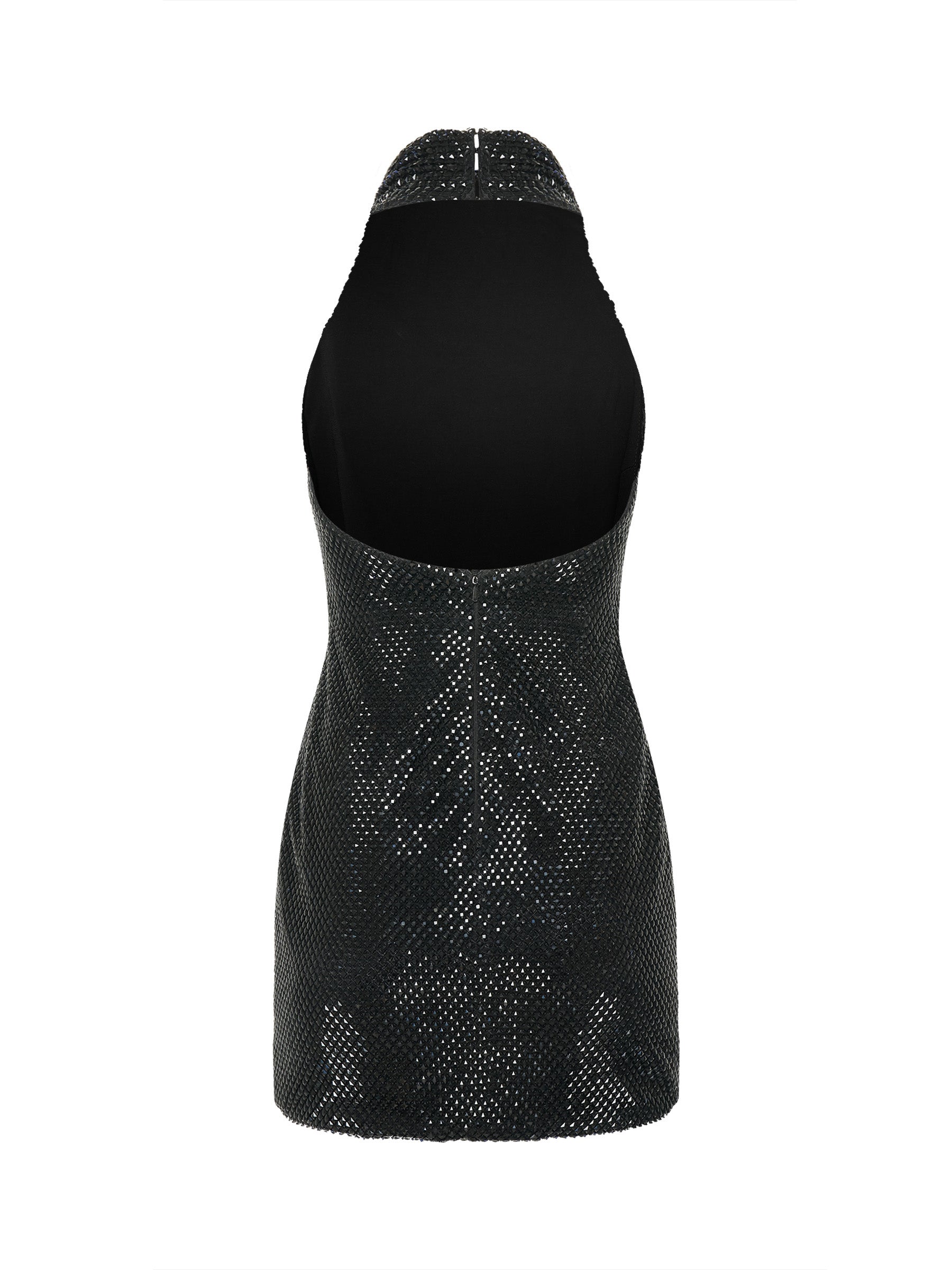 Black crystal-embellished mini dress