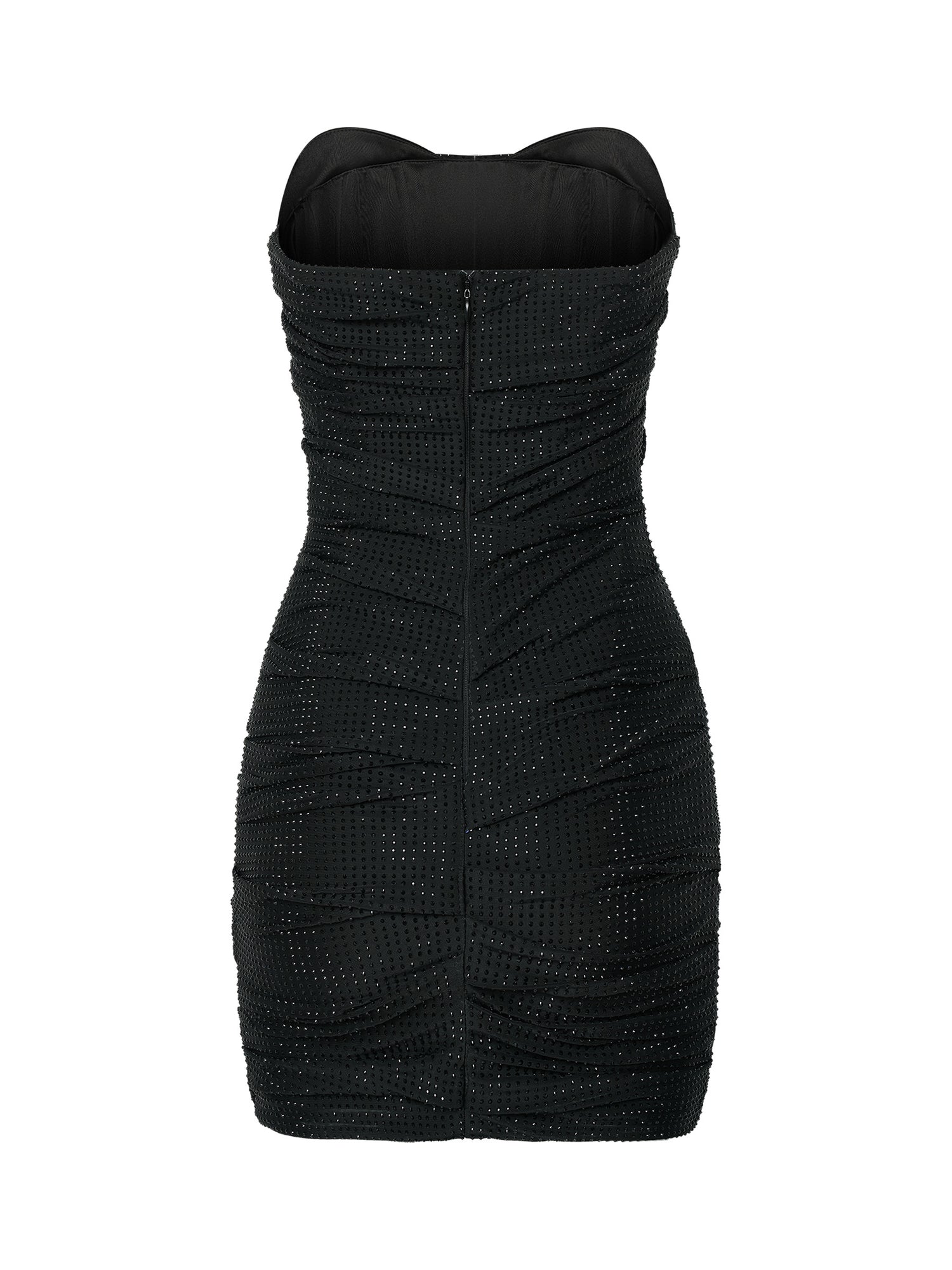 Black Crystal-Embellished Mini Dress