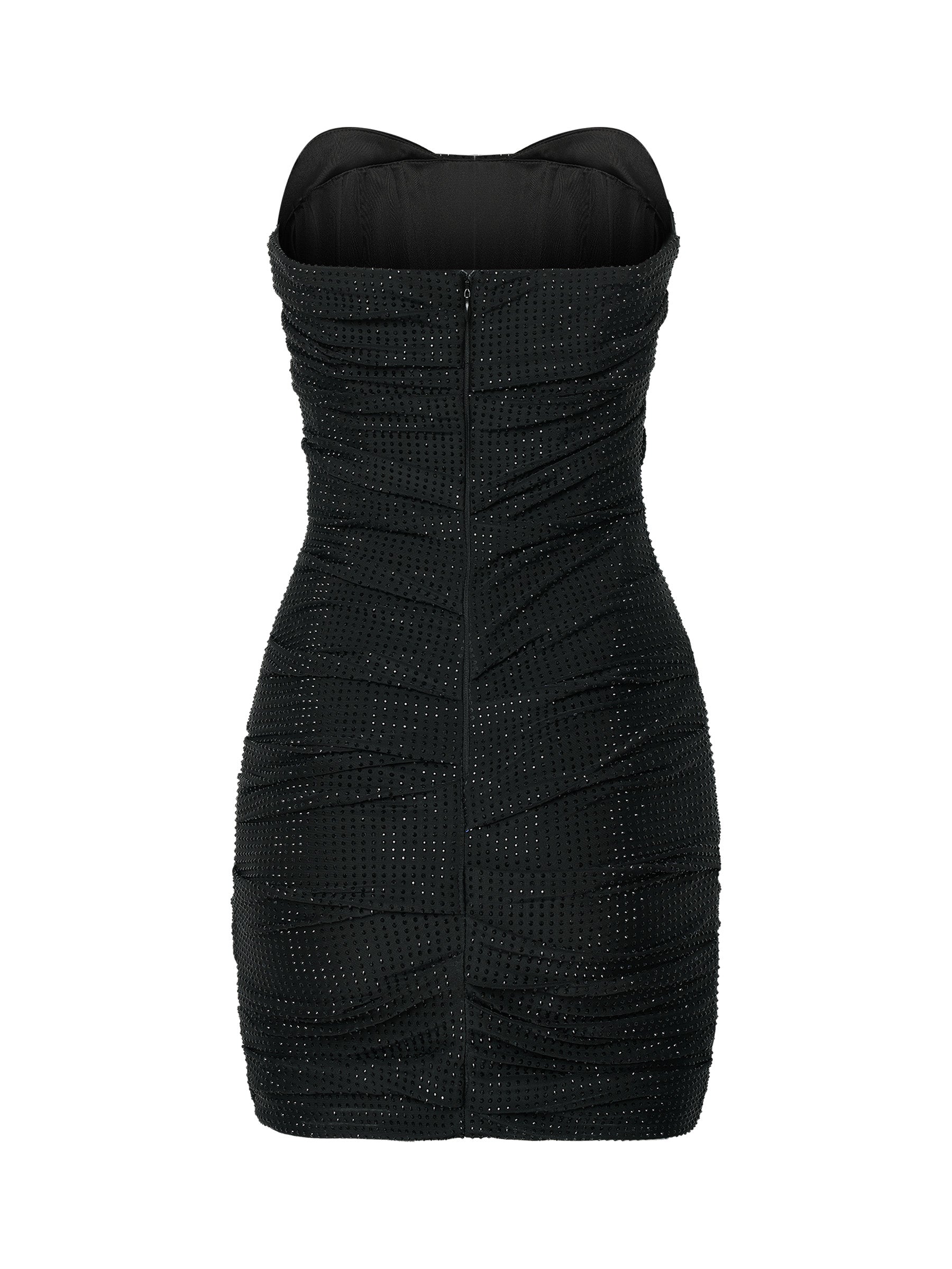 Black Crystal-Embellished Mini Dress