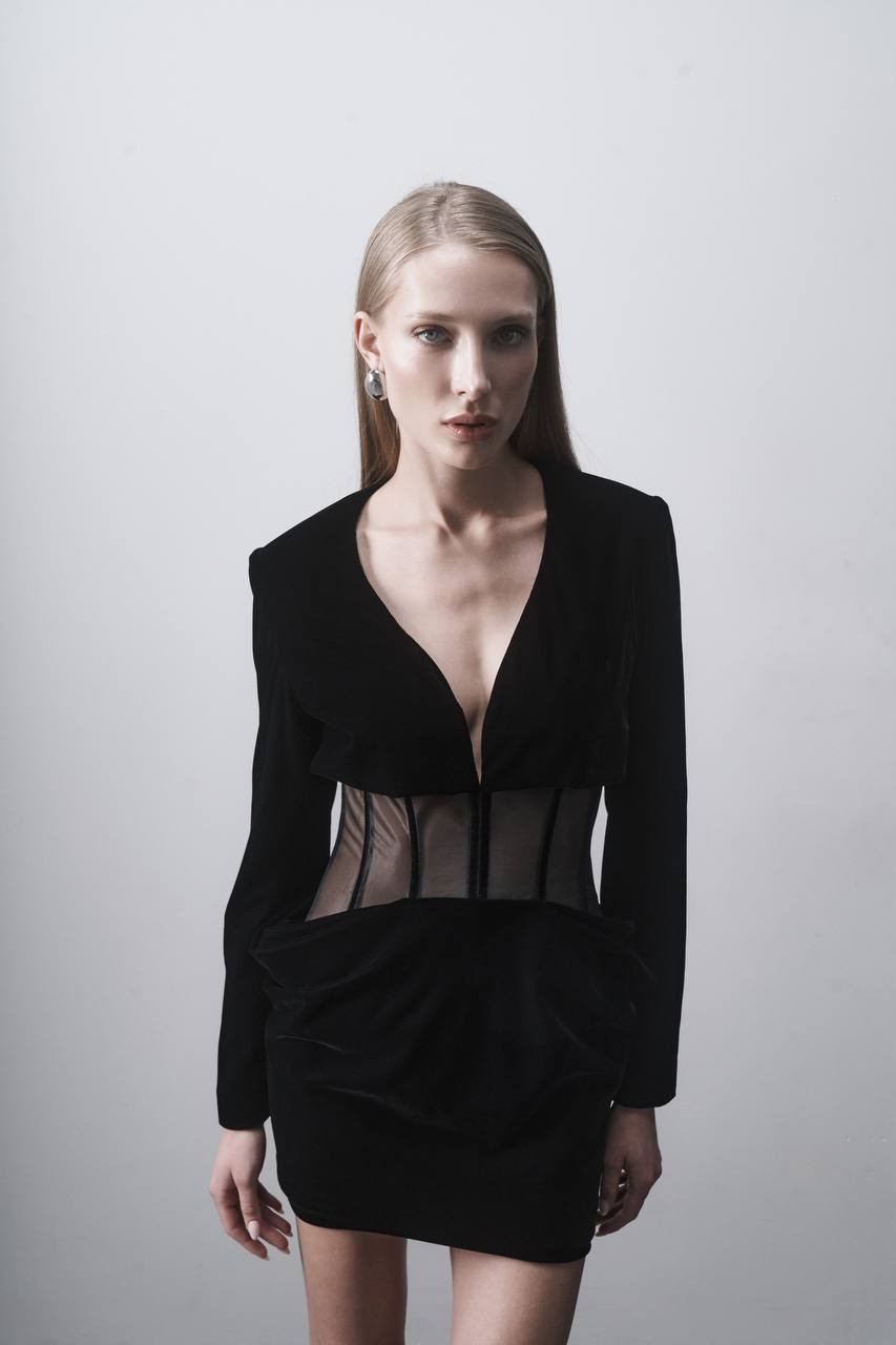 Mini Dress with Corset Detail