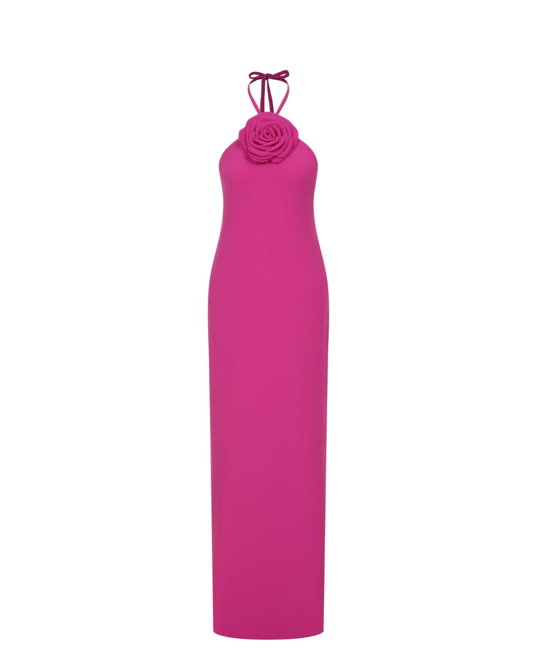 Fuchsia Maxi Dress with Rose Accent