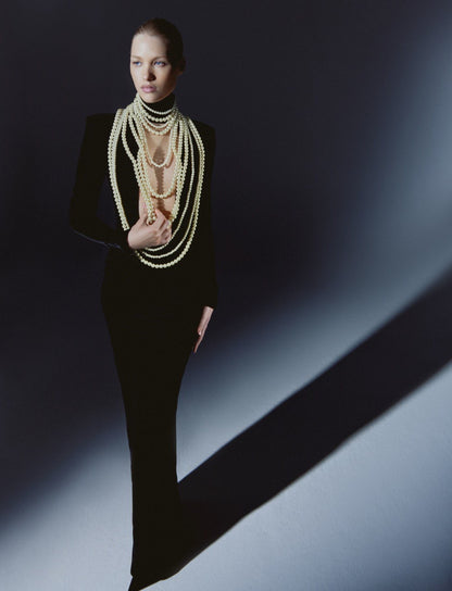 Gown with Pearl Detailing