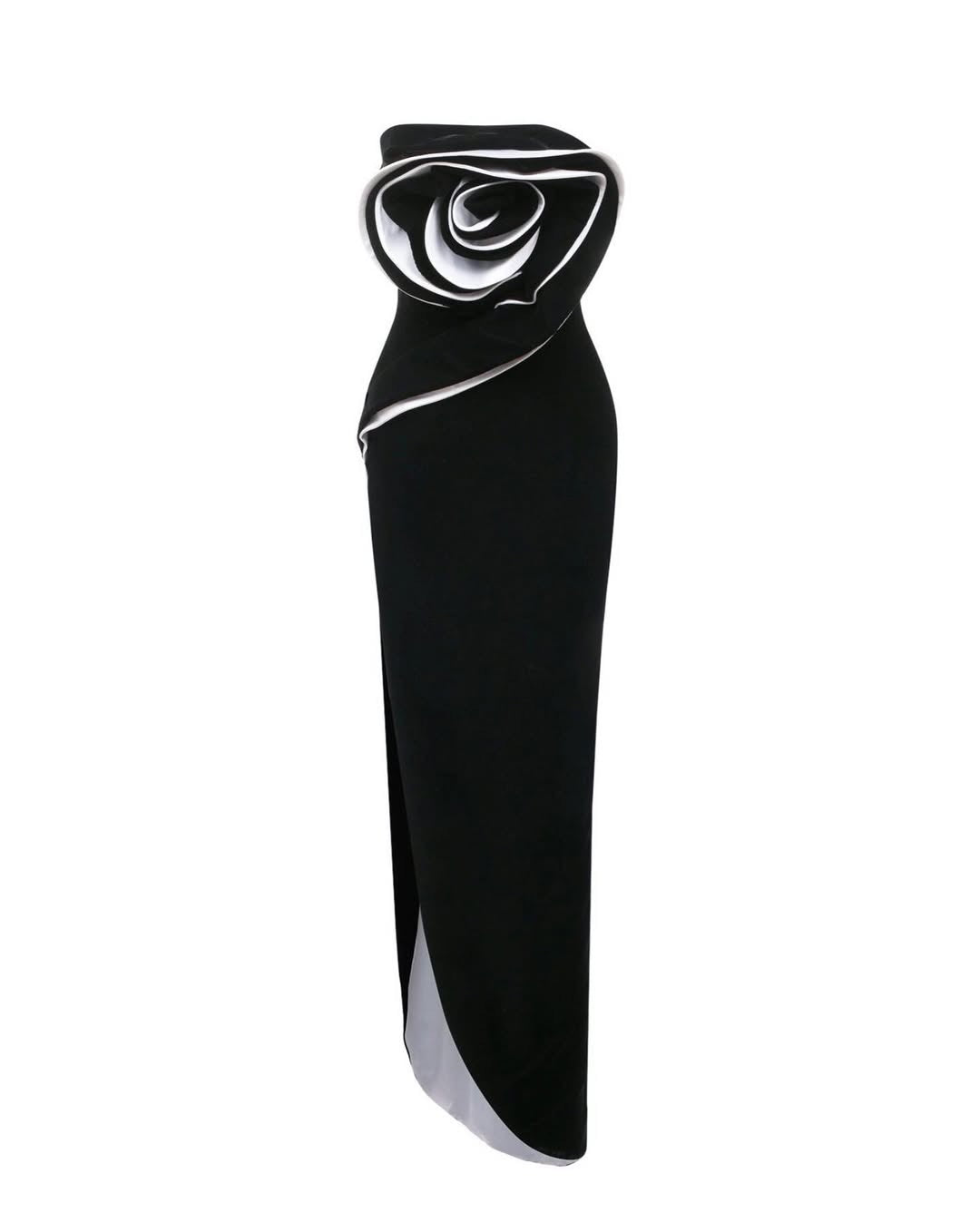 Monochrome Gown with Rose Detail