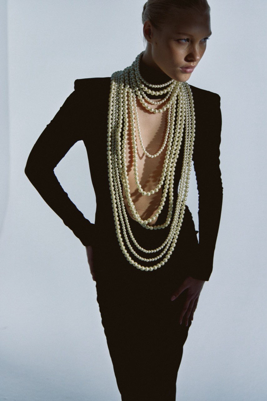 Gown with Pearl Detailing