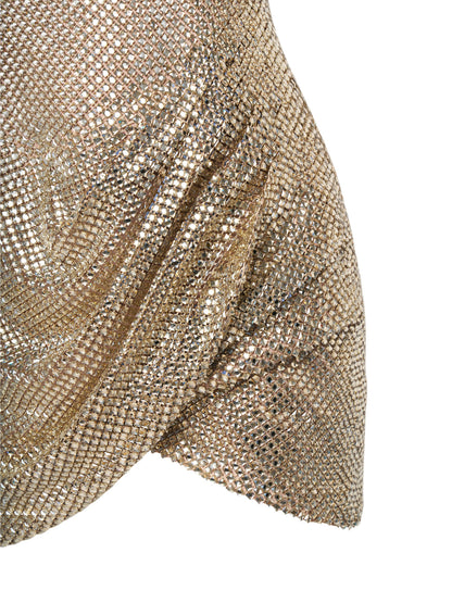 Gold crystal-embellished mini dress