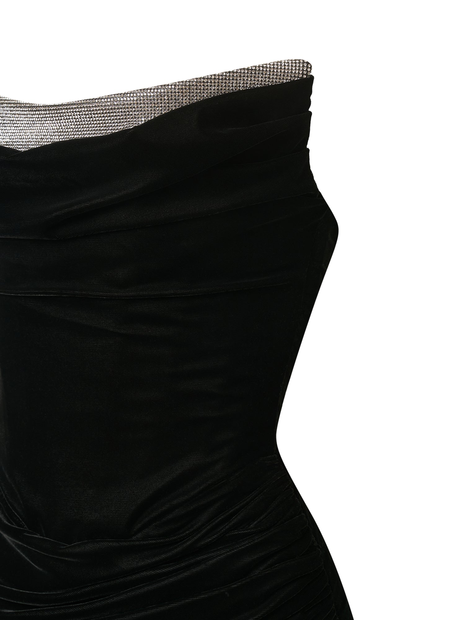 Black Mini Dress with Crystal-Trimmed Neckline