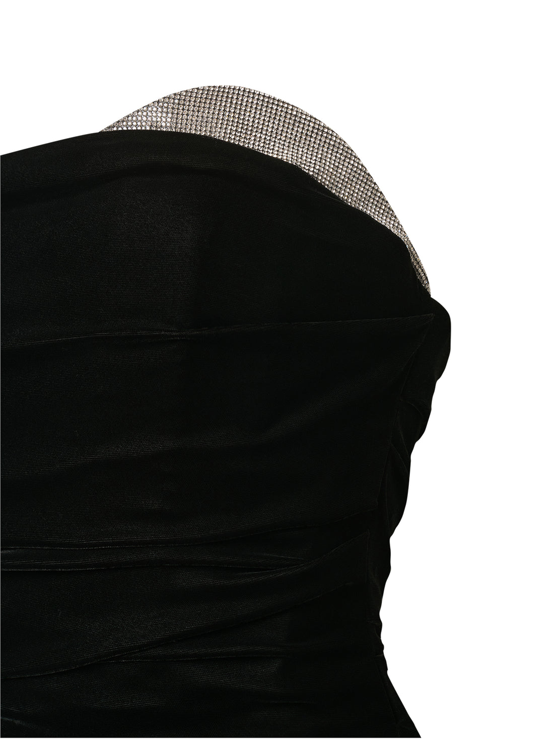 Off-Shoulder Ruched Mini Dress with Crystals