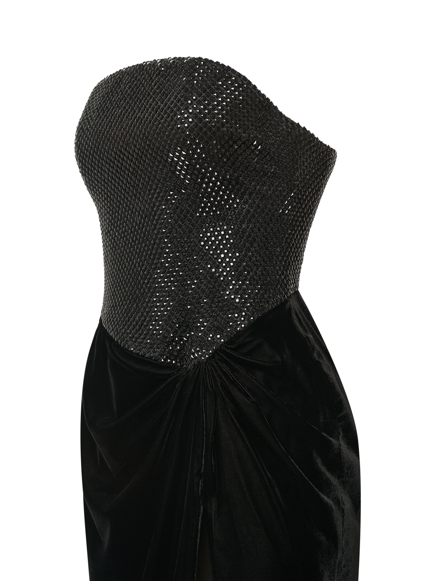 Velvet Gown with Crystal Corset Bodice