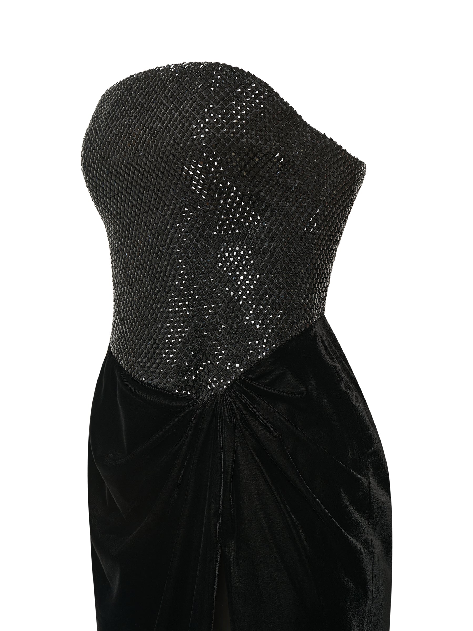 Velvet Gown with Crystal Corset Bodice