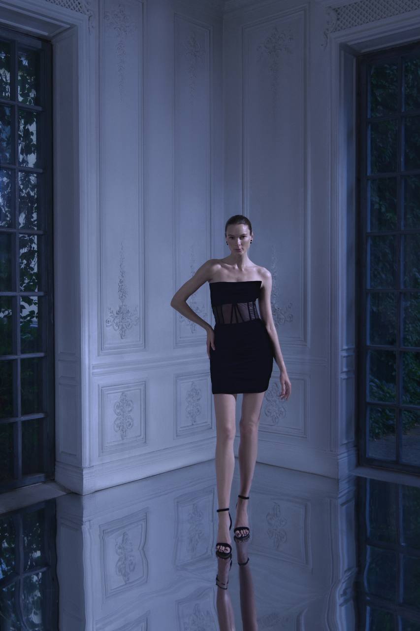 Mini Dress with Sheer Corset