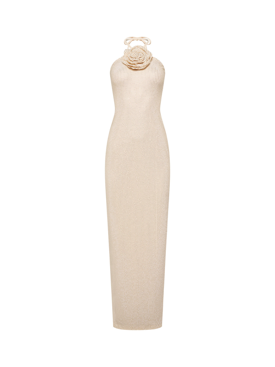 Ivory Halter Gown with Rose Appliqué