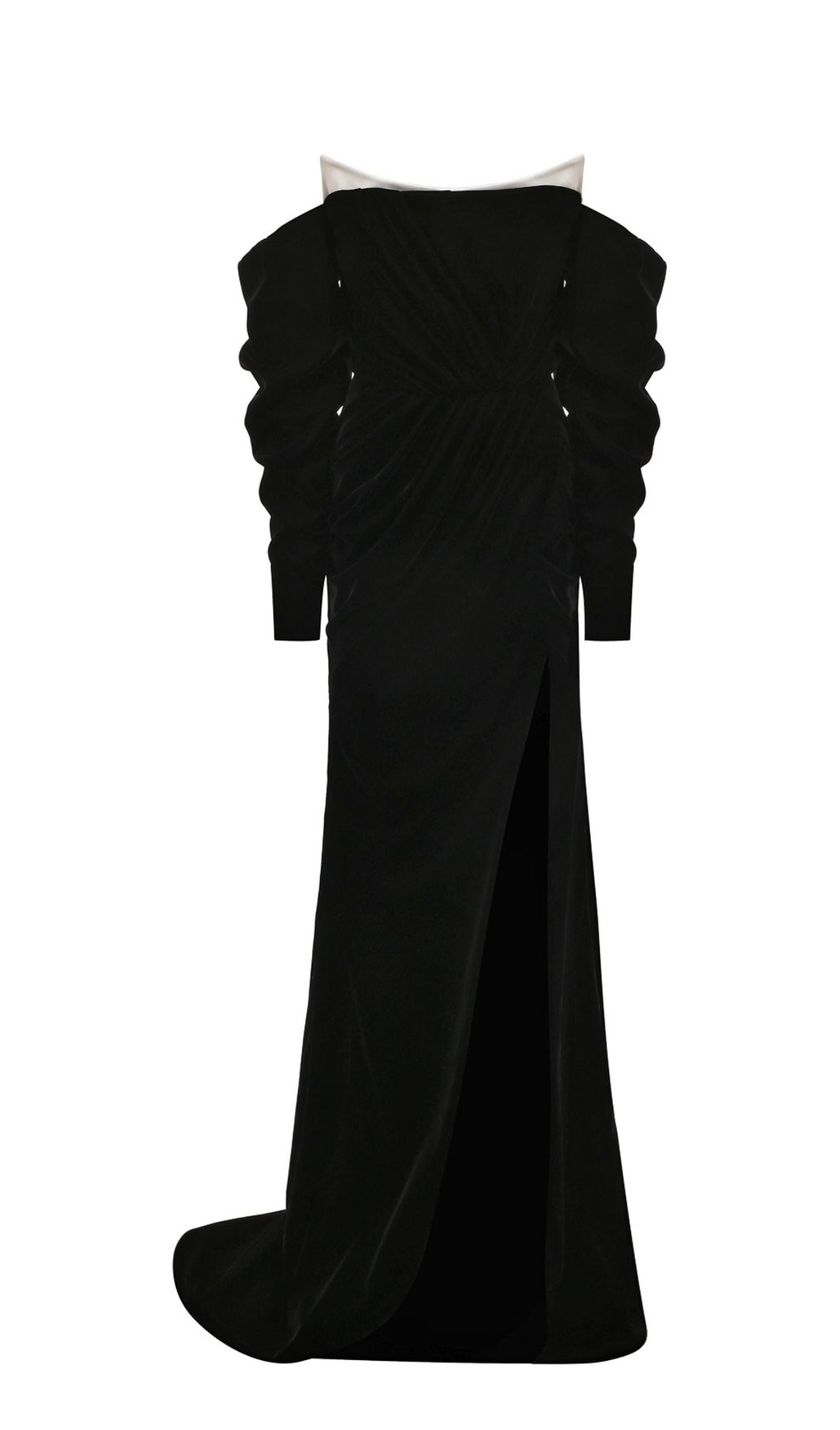 Gown with Sculpted Collar and Sleeves