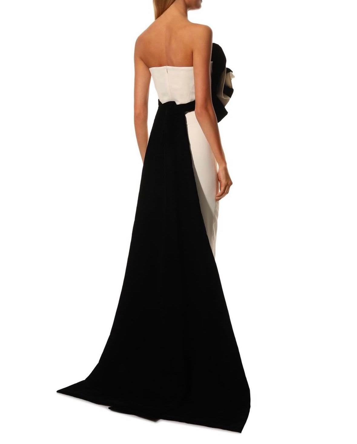 Black &amp; White Gown with Oversized Rose