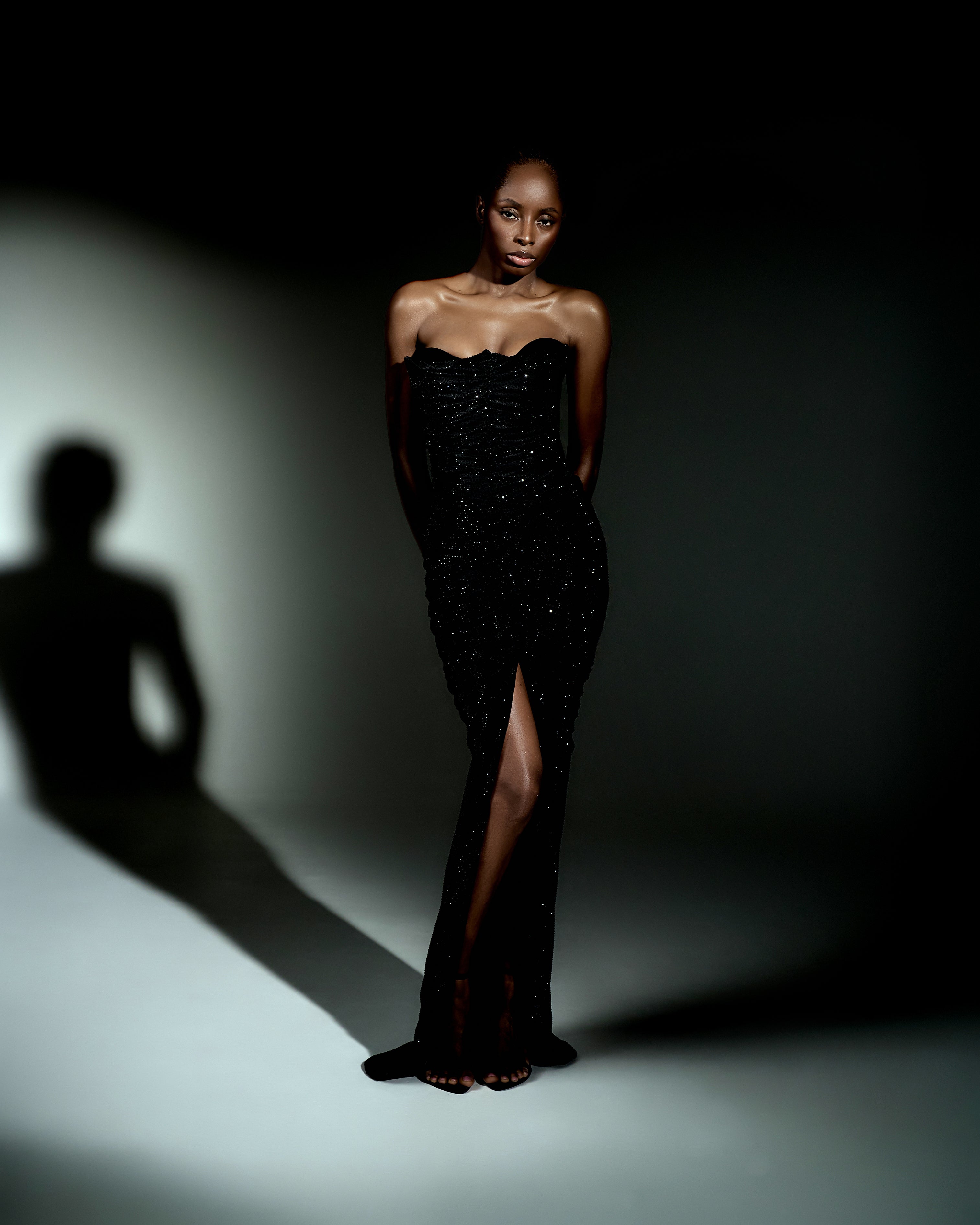 Fully crystal-embellished gown
