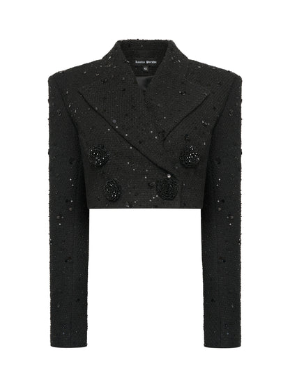 Black Tweed Sequin Suit
