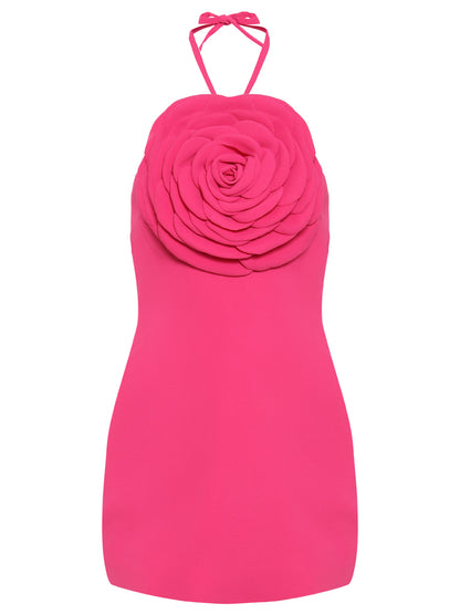Fuchsia Mini Dress with Rose Detail