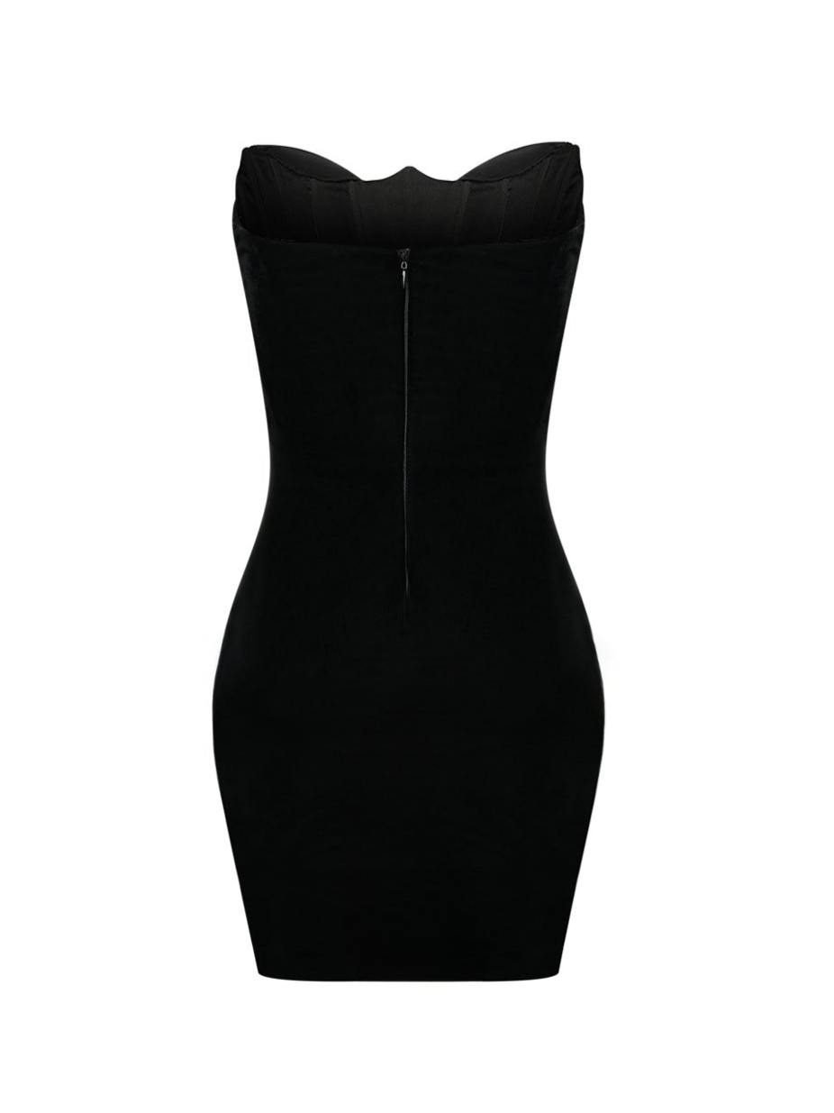 Black Mini Dress with Metal &amp; Crystal Detail