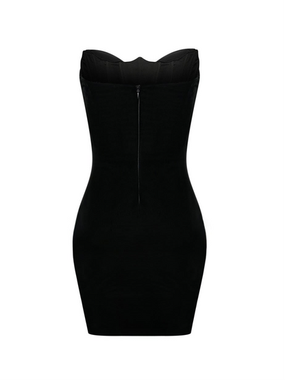 Black Mini Dress with Metal &amp; Crystal Detail