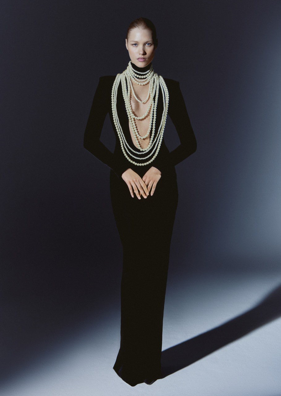 Gown with Pearl Detailing