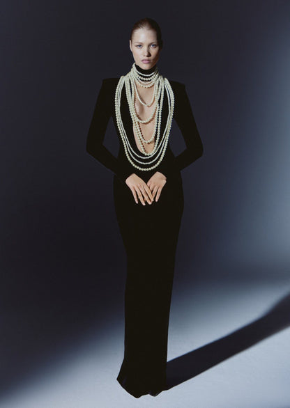 Gown with Pearl Detailing