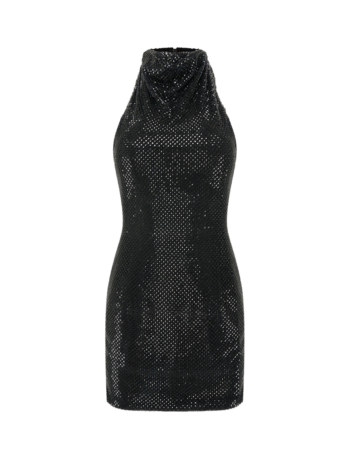 Black crystal-embellished mini dress