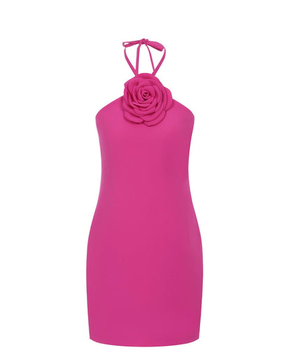 Fuchsia Mini Dress with Rose