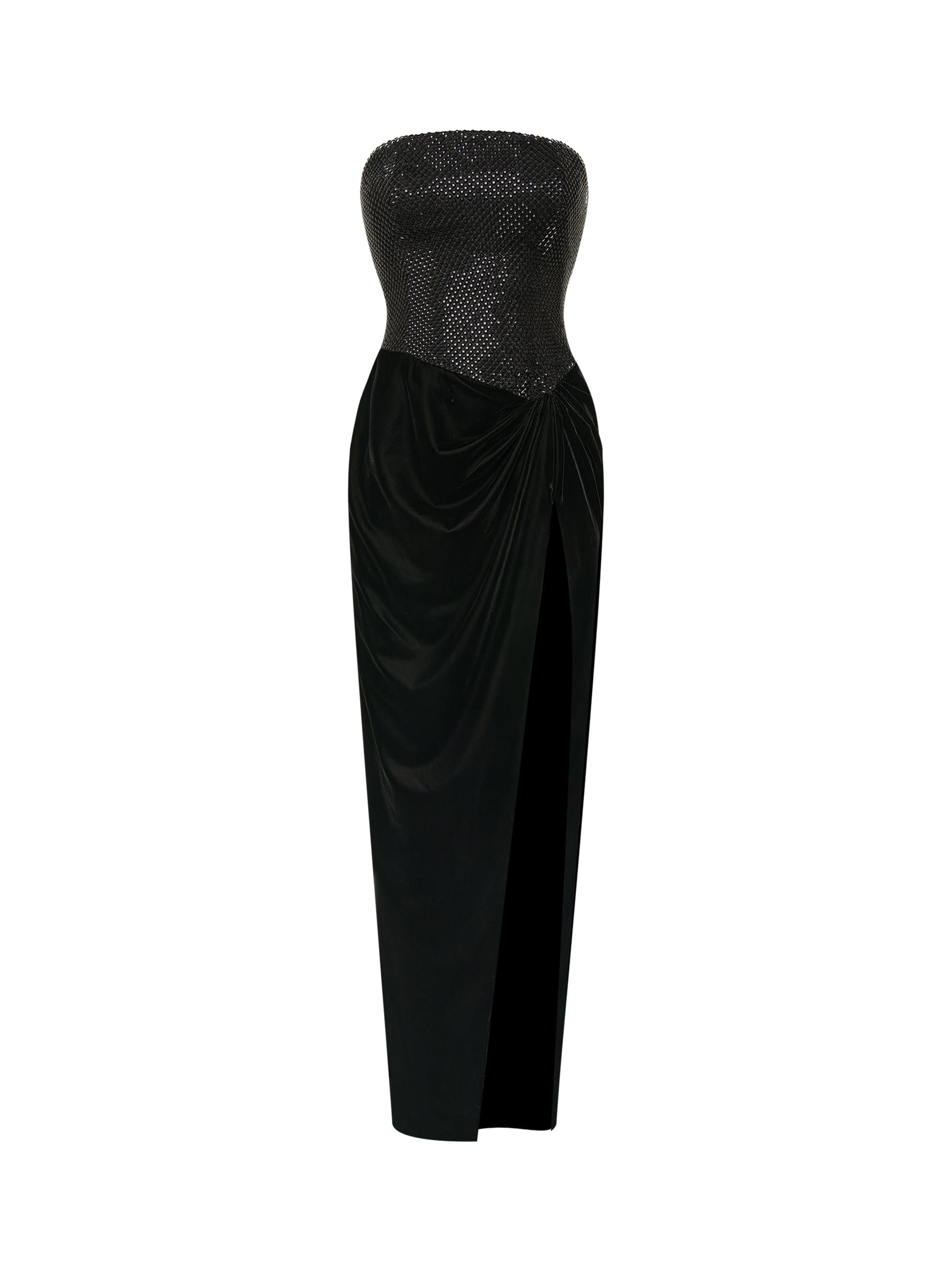 Velvet Gown with Crystal Corset Bodice