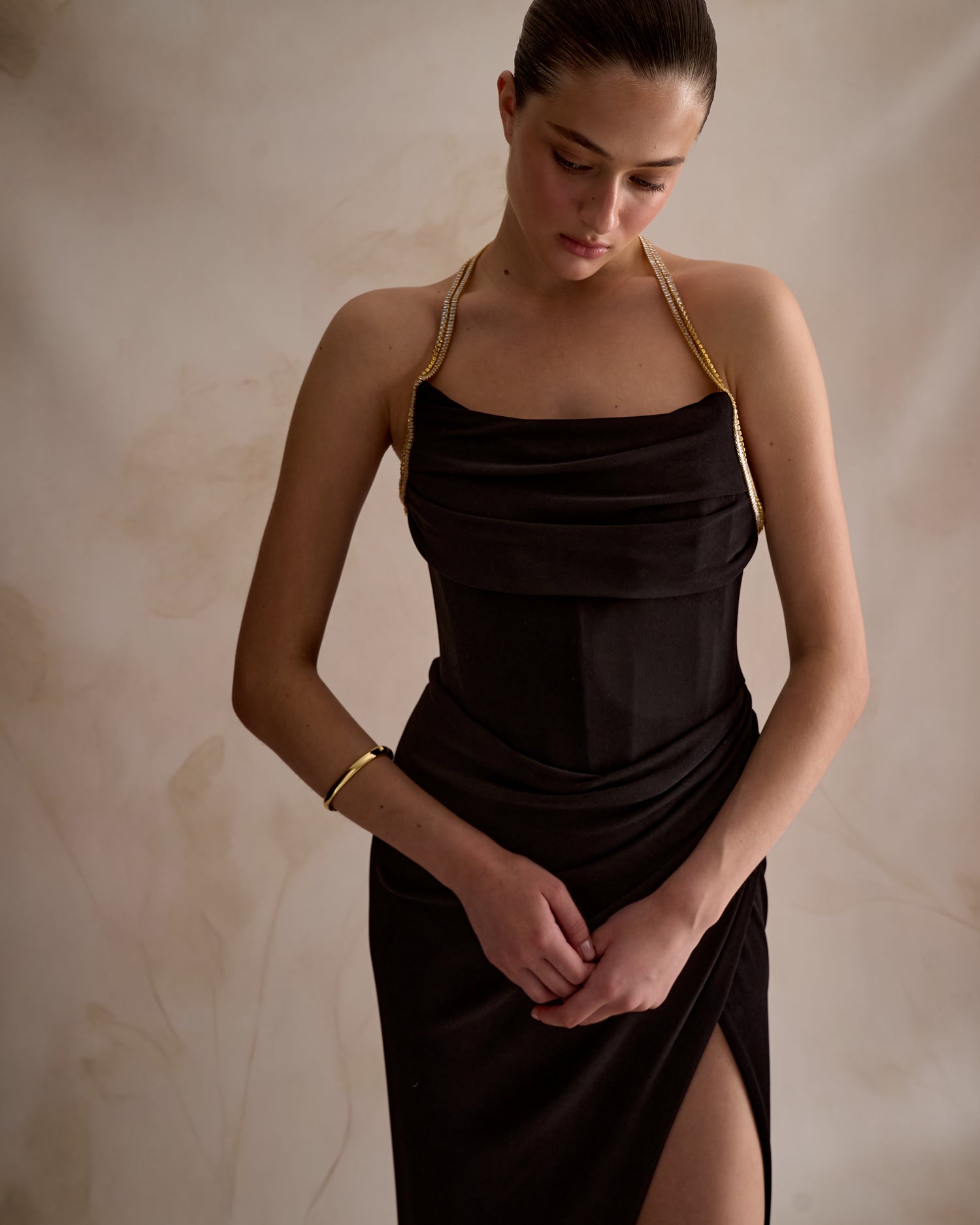 Black Evening Dress with High Slit