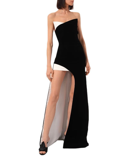 Black &amp; White Asymmetric Gown
