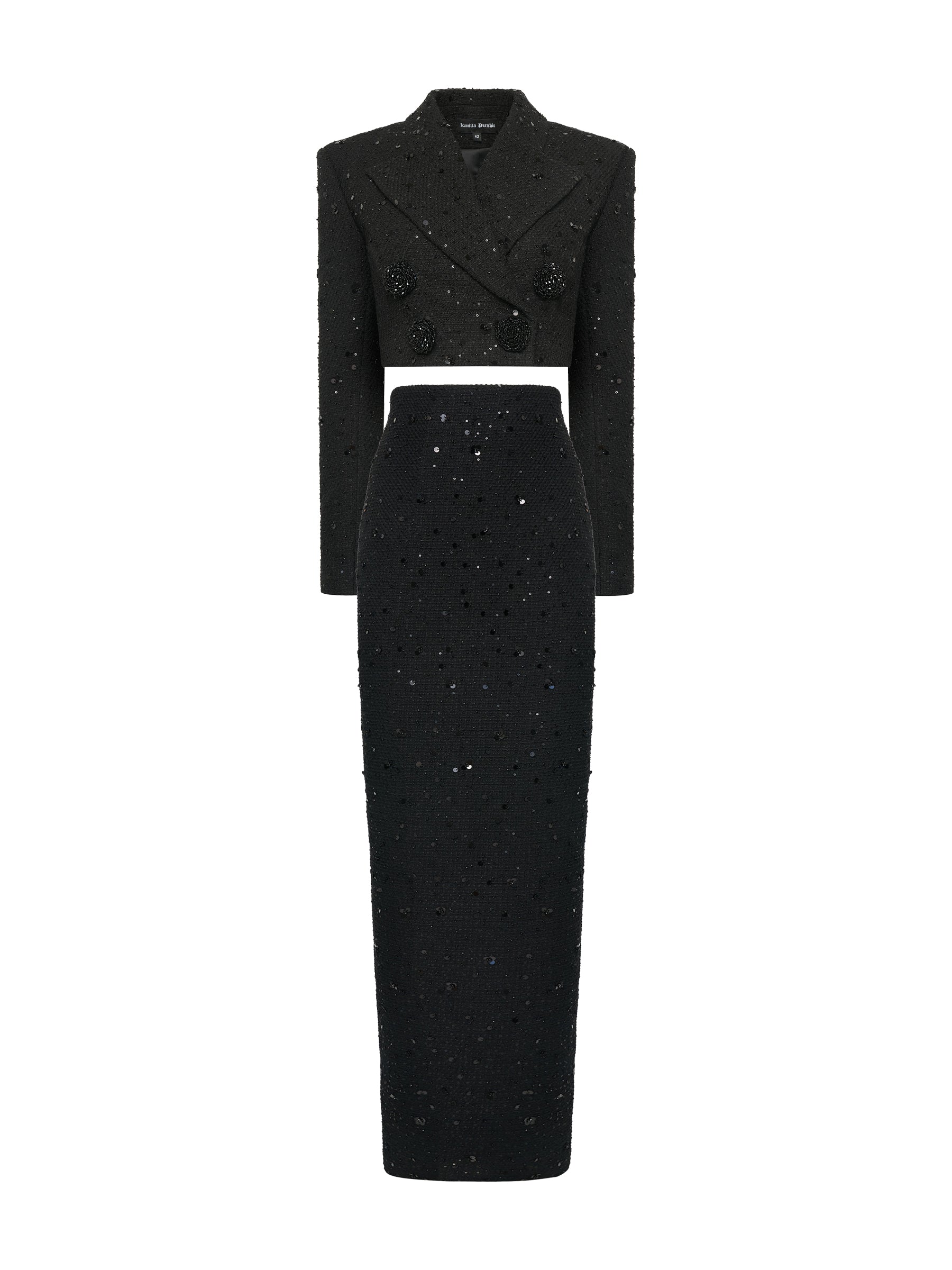 Black Tweed Sequin Suit
