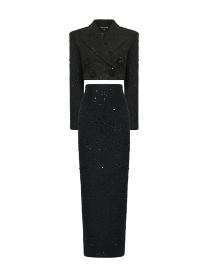 Black Tweed Sequin Suit